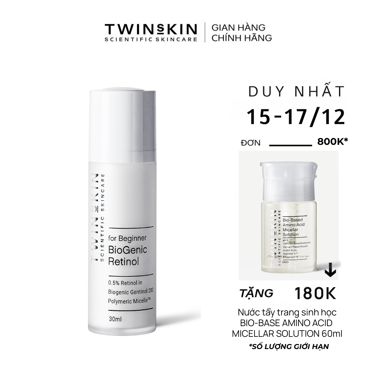  Biogenic Retinol 0.5% For Beginner – Kem Dưỡng Da Ngừa Lão Hóa Giảm Mụn Full Size 