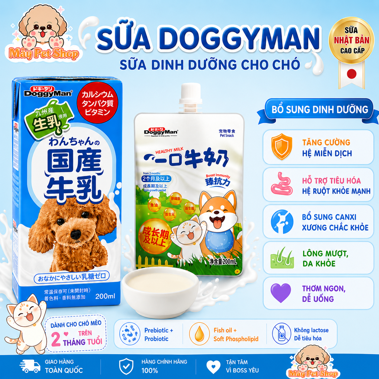 Sữa Dinh Dưỡng Cho Chó & Mèo Trên 2 Tháng Tuổi Doggyman
