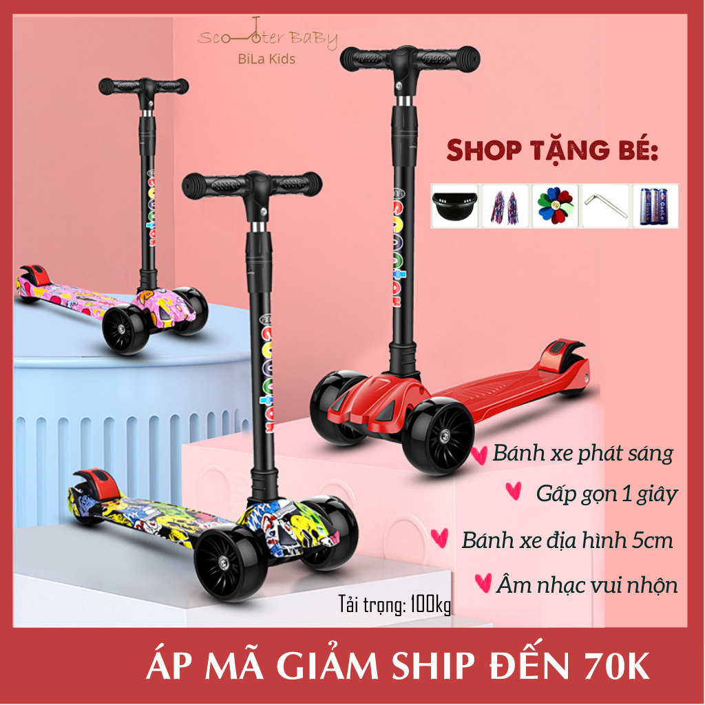 Xe scooter cho bé có nhạc có đèn - xe trượt scooter cho bé