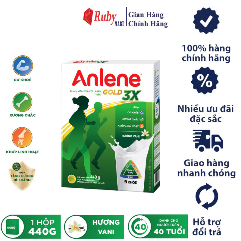 Sữa bột anlene gold gold 3x hộp 440g vani