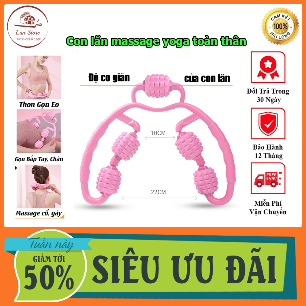 Con lăn massage toàn thân 5 Bánh Lăn tiện lợi, Con lăn massage chân 360 độ,dụng cụ massage thư giãn cơ bắp,con lăn mát xa cổ vai gáy, dụng cụ mát xa toàn thân xua tan sự đau mỏi giúp lưu thông khí huyết