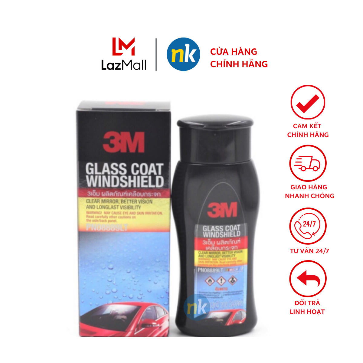 Dung dịch chống bám nước trên kính xe 3M 08889 LT Glass Coat windshield 200ml