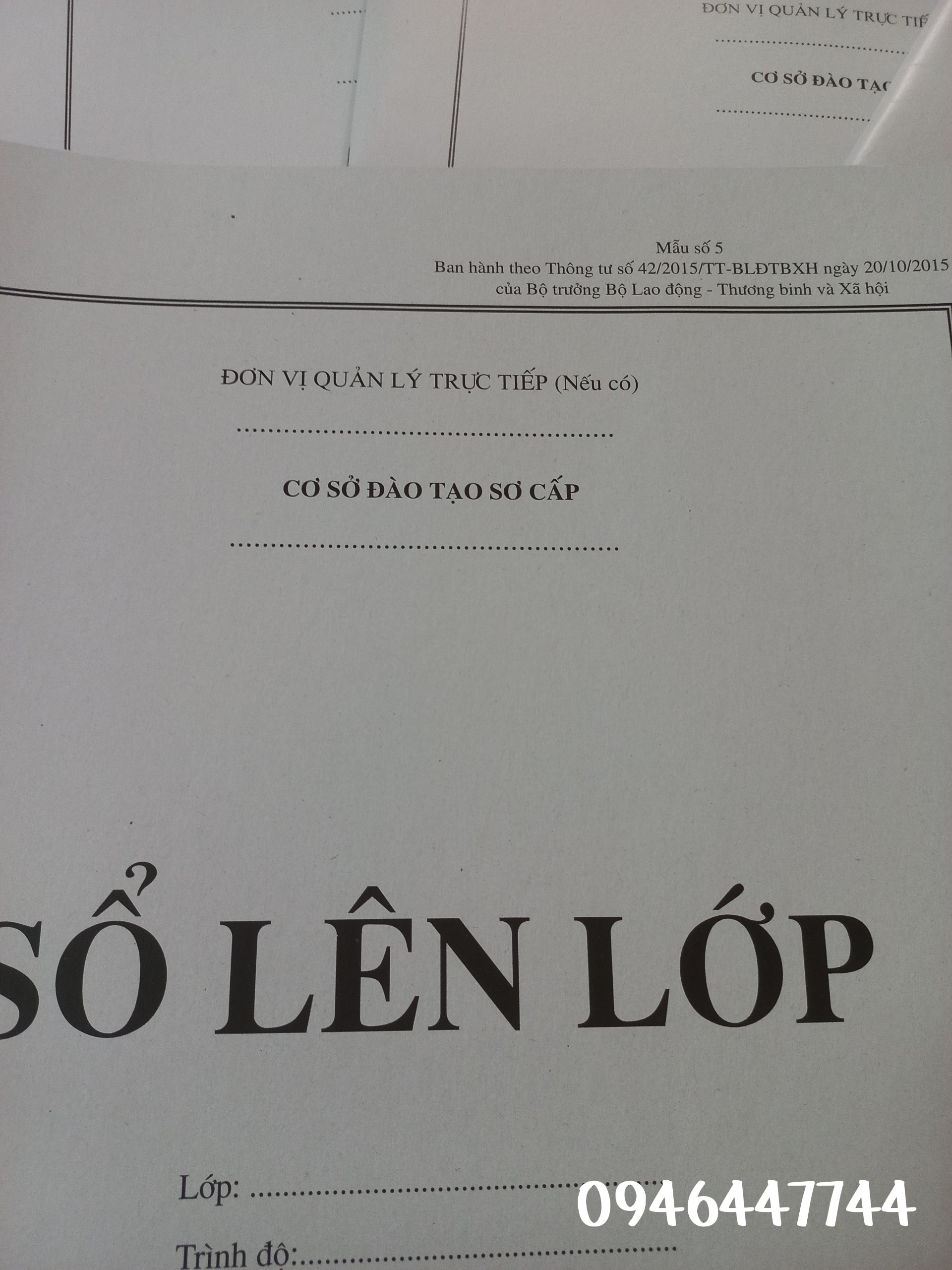 Sổ lên lớp dùng cho đào tạo hệ sơ cấp theo thông tư số 42/2015/tt-blđtbxh