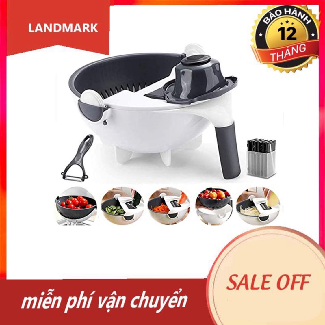 Dụng cụ cắt thái rau củ,bộ dụng cụ thái rau củ đa năng,dụng cụ cắt thái.Bộ Rổ Rửa Rau Củ Kèm Nạo 9 In 1 Đa Năng 7 Lưỡi Nạo.Thiết kế vô cùng tiện dụng giúp bạn sáng tạo các món ăn và tiết kiệm không gian cho căn bếp