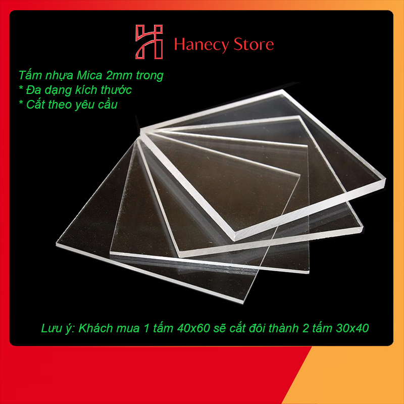 COMBO 2 Tấm MICA Trong Suốt Acrylic Dày 2mm 40x60cm A2 Làm Mô Hình, Bể Cá Mini, Quảng Cáo, Biển Hiệu...