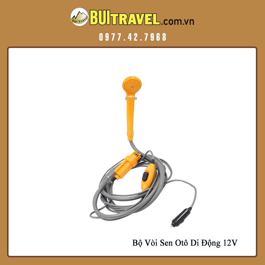 Vòi sen di động dã ngoại 12V tiện lợi, vòi sen du lịch dùng điện oto