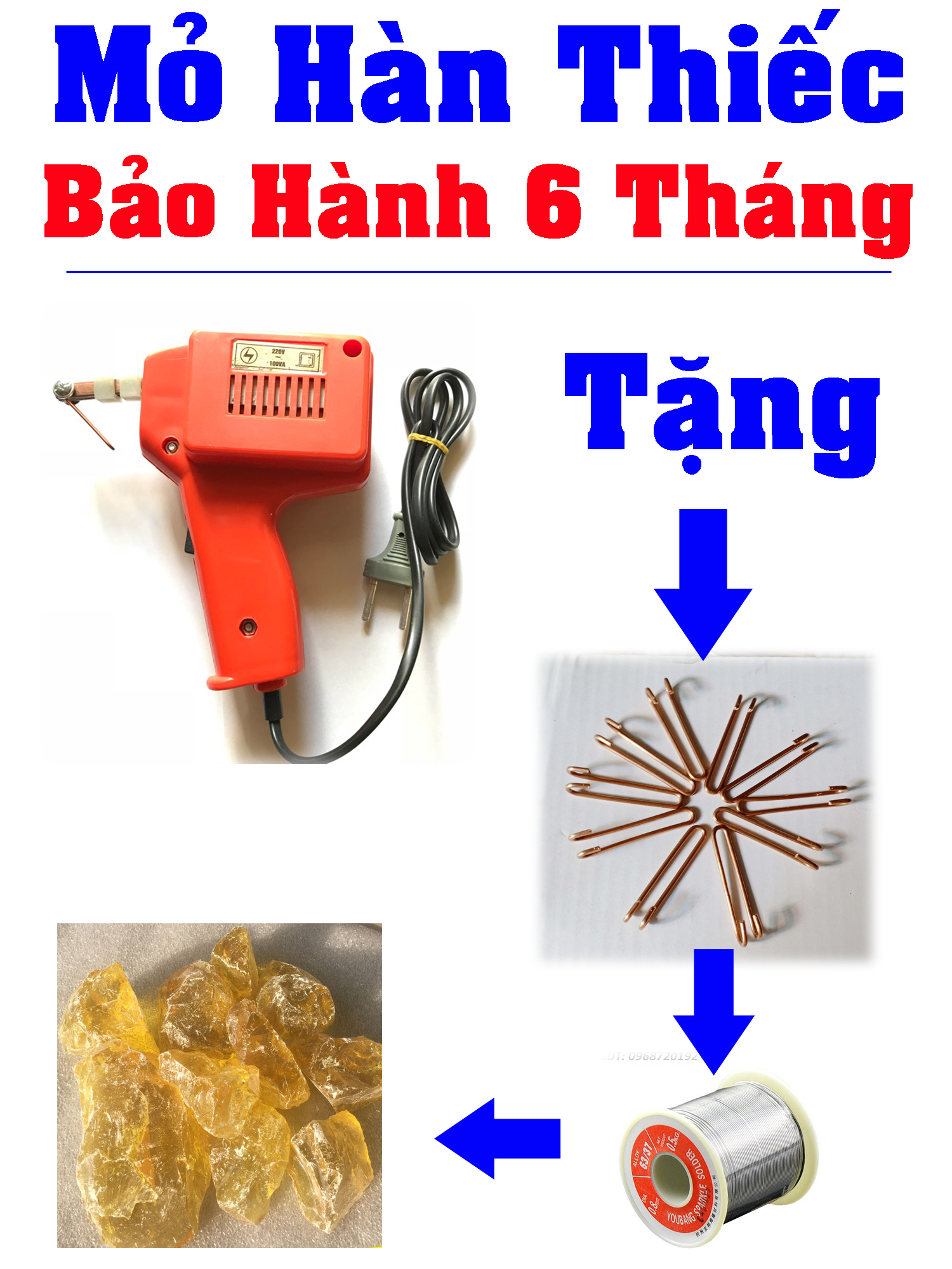 Mỏ hàn sung Bách Khoa Mỏ hàn thiếc, súng hàn thiếc tặng kèm 1 nhựa thông, 1 cuộn hàn thiếc, 1 đầu hàn sự cố ( BẢO HÀNH 6 THÁNG)