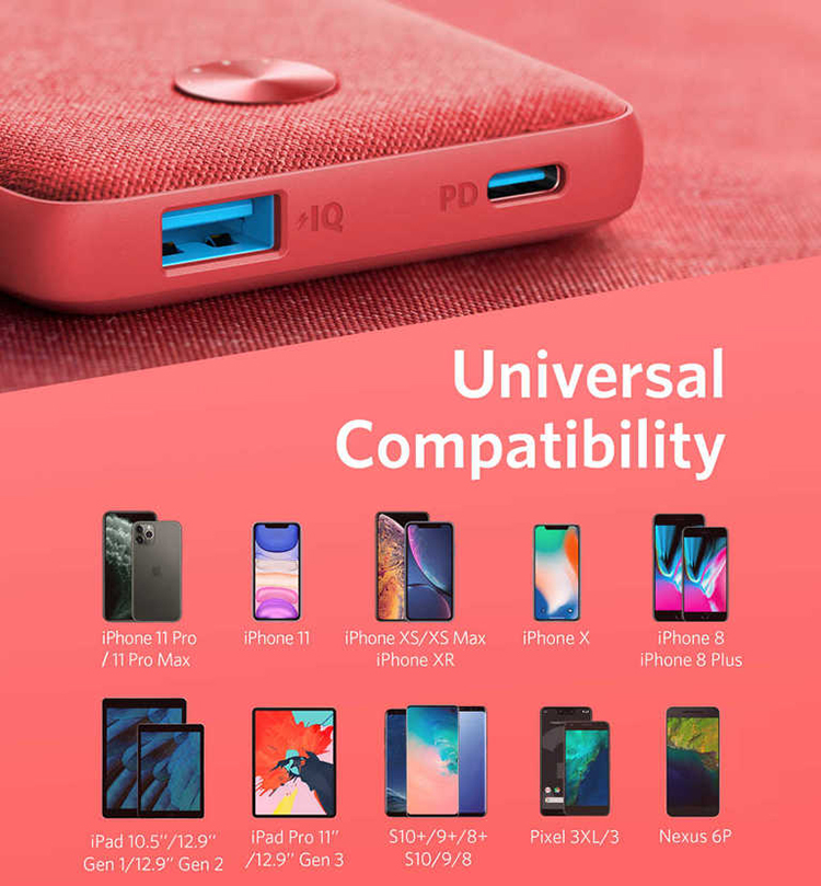 Pin sạc dự phòng tích hợp cổng usb type-c in/out hỗ trợ power delivery pd 18w anker powercore iii sense 10k 10000 mah