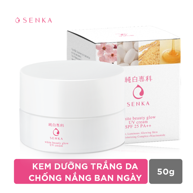 Kem dưỡng trắng da chống nắng ban ngày Senka White Beauty Glow UV Cream SPF 25 PA ++ 50g