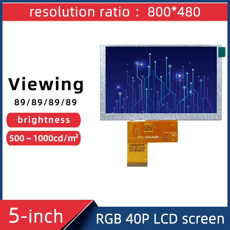 New 5-Inch, 40-Pin Tft Ips Lcd Screen Full View Outstanding Visible Fish Anchor 800*480 High Definition Display Screen