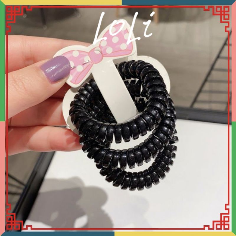 Sét 3 dây buộc tóc lò xo đen cao cấp cho nữ - loli