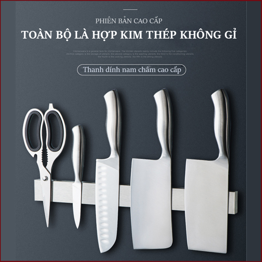 Giá treo dao kéo nam châm vĩnh cửu hộp bọc Inox 304 Anshin - thanh nam châm treo dụng cụ