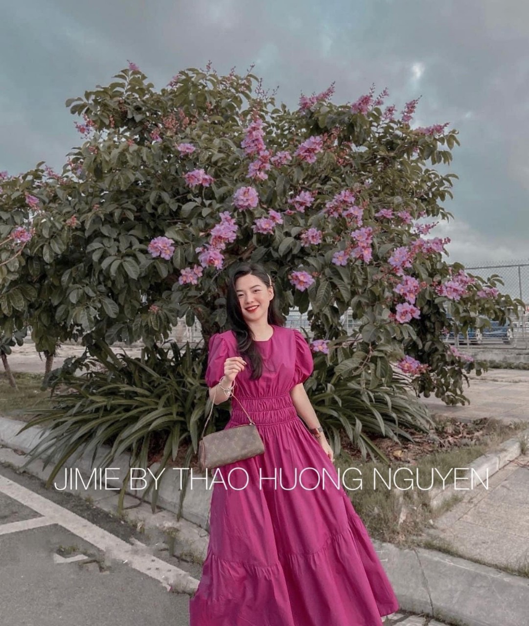 Đầm nữ Form dáng Maxi tay bo nhún eo