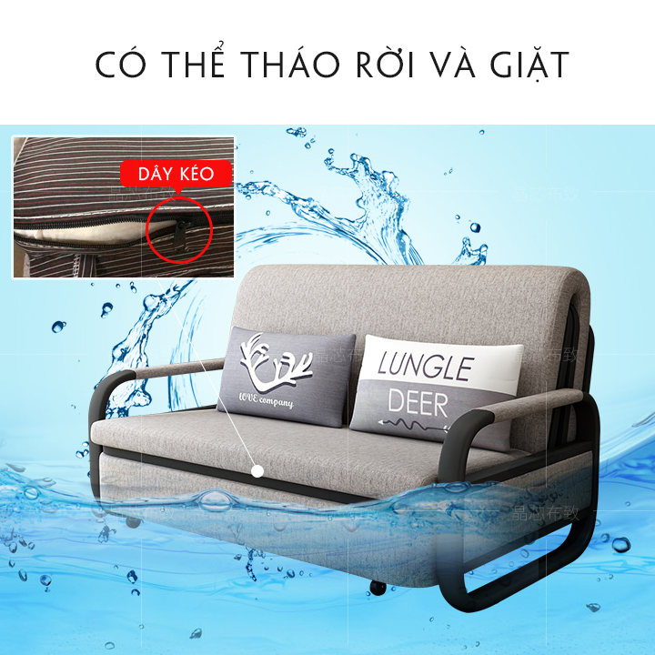 [Trả góp 0%]GIƯỜNG SOFA GẤP GỌN THÀNH GHẾ  GIƯỜNG SOFA  ĐA NĂNG NỆM BỌT BIỂN TỰ NHIÊN  KHUNG BẰNG THÉP KHÔNG GỈ KT 1m58x1m95 - TOPSKY