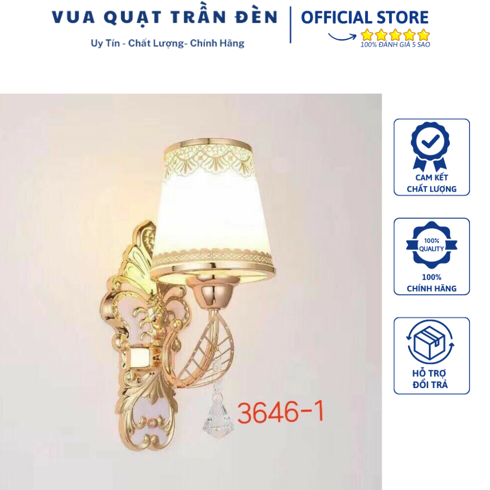 Đèn gắn tường led qtd3646, đèn trang trí phòng khách/phòng ngủ hiện đại - vua quạt trần đèn