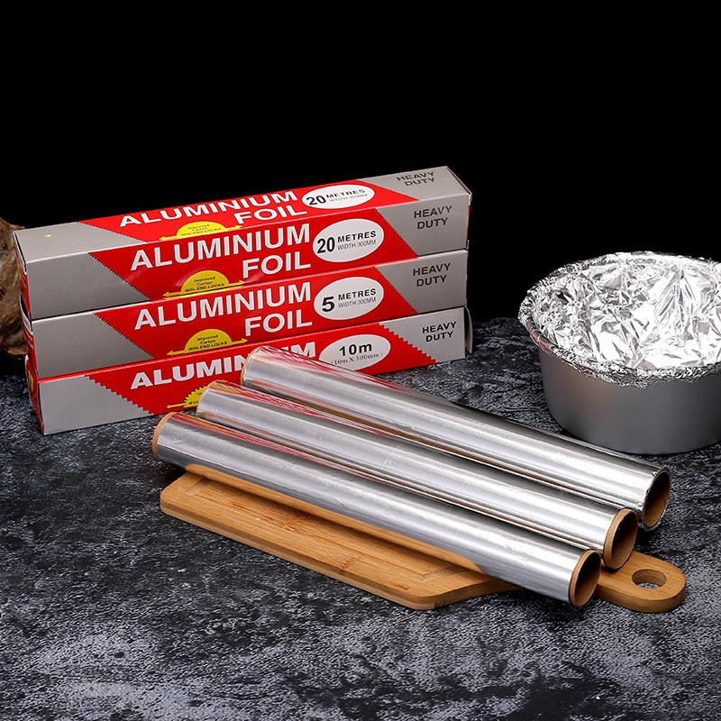 Bộ 2 cuộn giấy bạc nướng thực phẩm, quấn nướng bbq, cuộc giấy bạc bọc thức ăn tiện dụng - an toàn thực phẩm