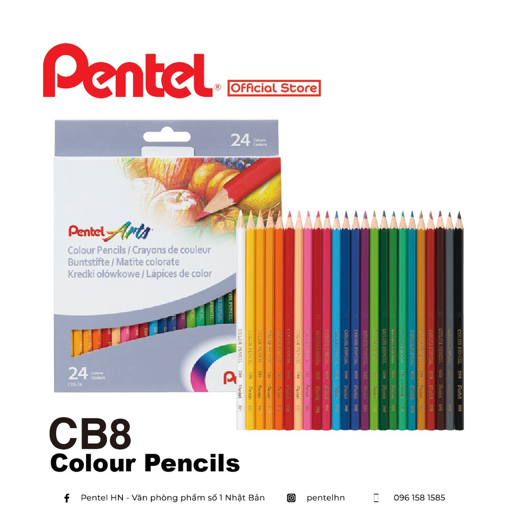 Bút Chì Màu Cao Cấp Penetel Arts CB8 12/24/36 Màu | Màu Sắc Đa Dạng, Phong Phú