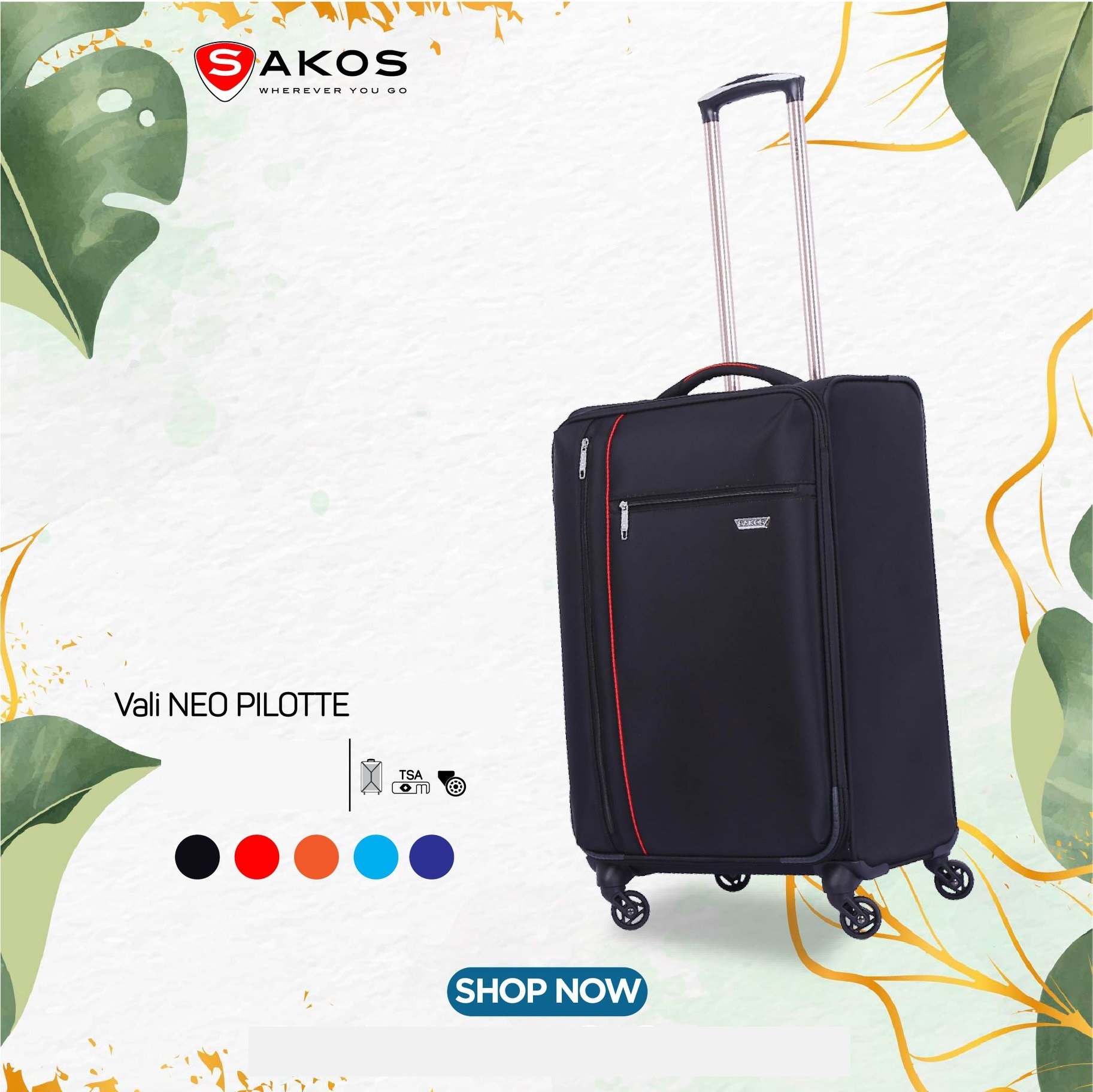 [HCM]VALI DU LỊCH SAKOS NEO PILOTTE 5 SIZE XÁCH TAY (36x23x56cm)