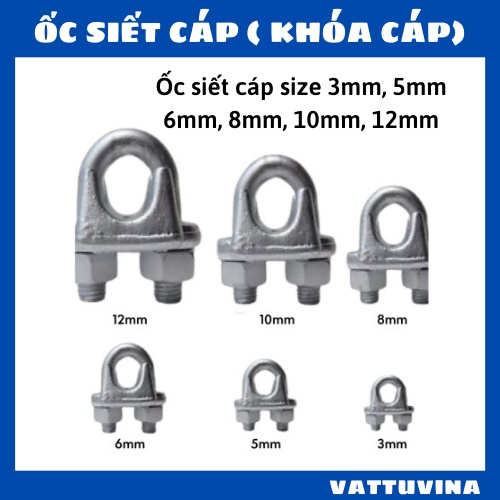 Ốc siết cáp 3mm 5mm 6mm 8mm 10mm 12mm Cóc Siết Cáp Khóa Cáp Vattuvina