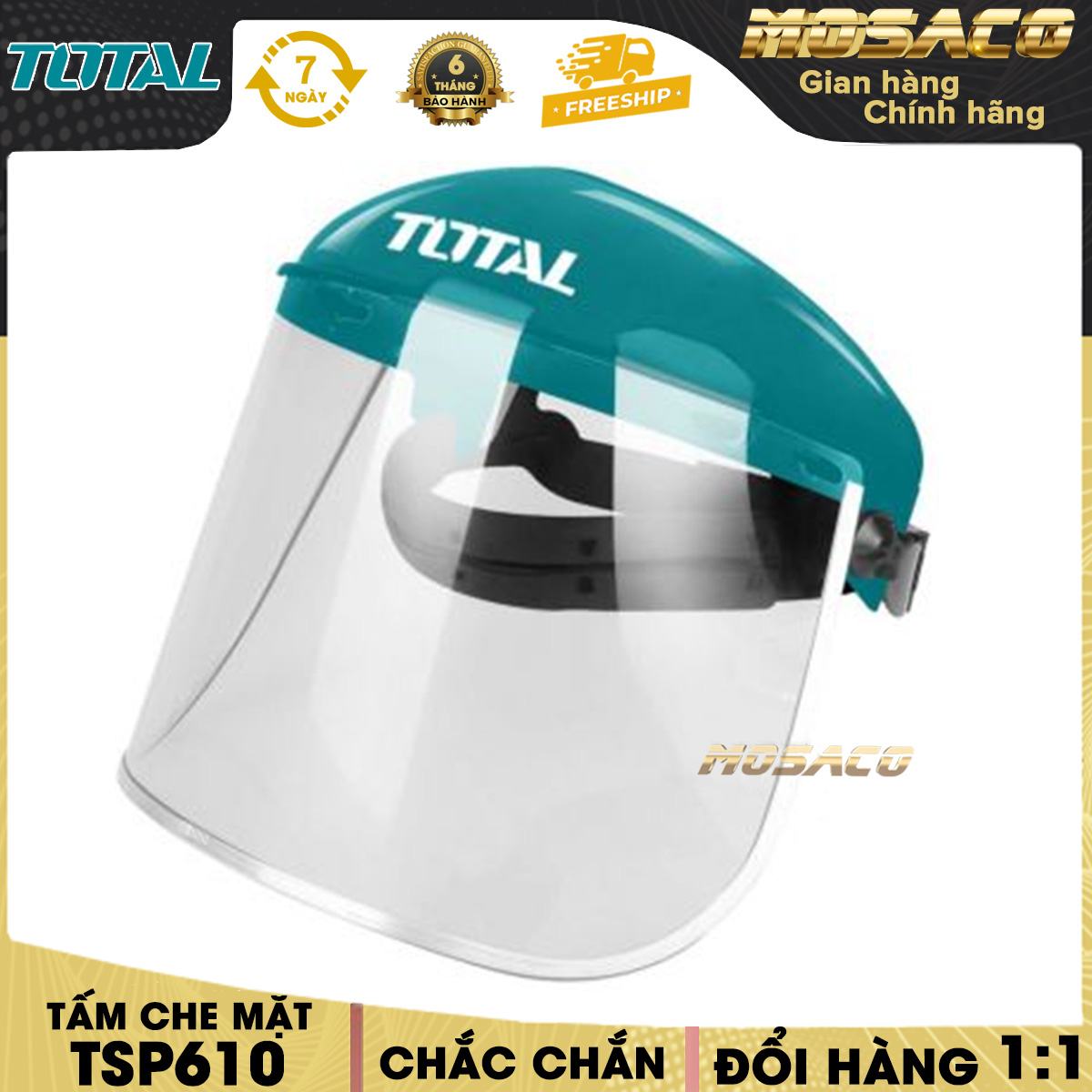 Tấm che mặt TOTAL TSP610 thiết kế độc đáo. Mặt nạ chống covid giúp bảo vệ mặt và mắt người lao động khi phải tiếp xúc môi trường nguy hiểm hạn chế rủi ro mà công việc hàn cắt mang lại tiện lợi dễ sử dụng -MOSACO
