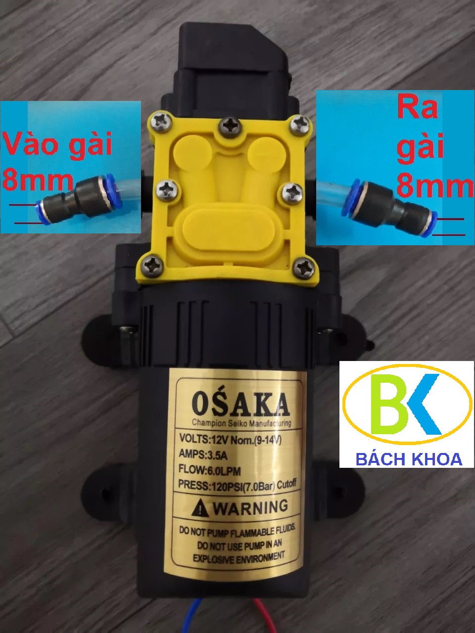 Máy bơm nước mini 12v bơm đơn ZUKUI/ OSAKA 110PSI tự ngắt khi khóa nước