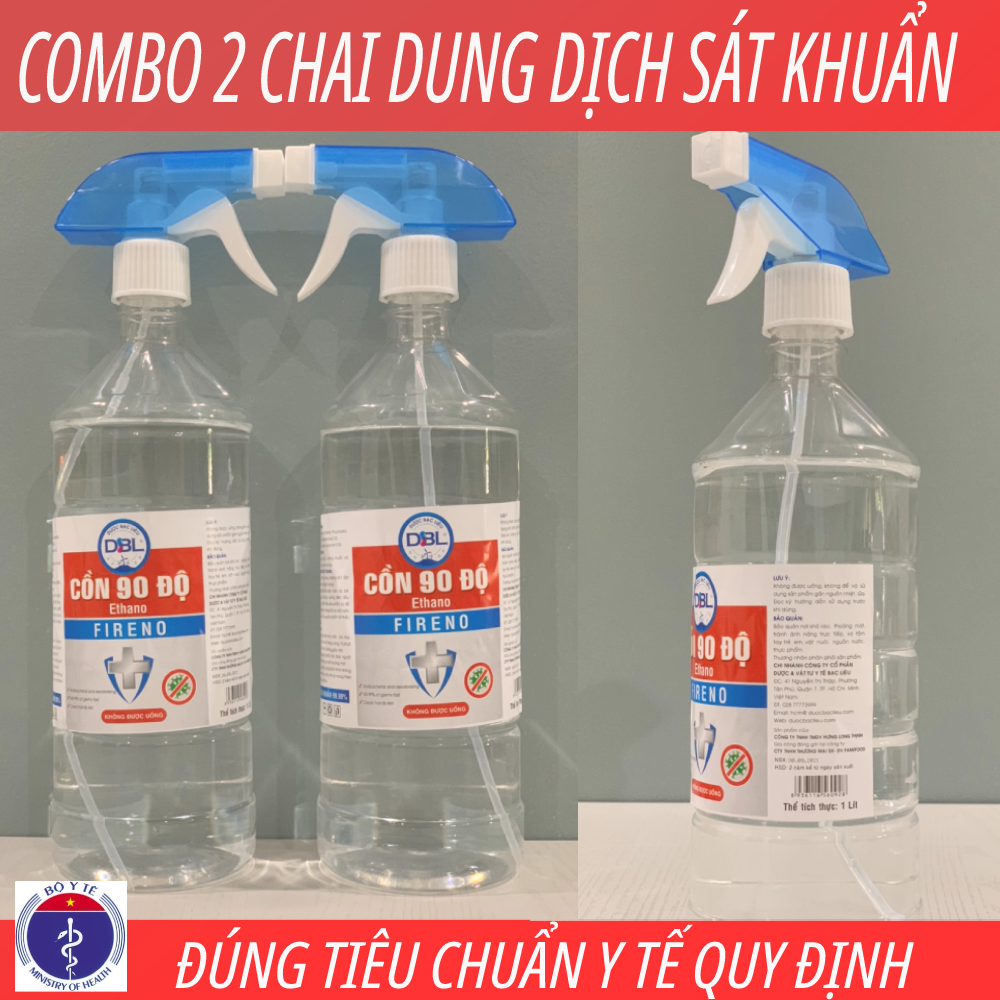 COMBO 2 chai CỒN 90 là dung dịch sát khuẩn tay bằng dạng vòi xịt dung tích 100ml. An toàn tiện lợi mang theo bên người, Dùng rửa tay, xịt lên đồ vật sát trùng diệt đến 99.9% vi khuẩn. Bảo về bạn và gia đình.