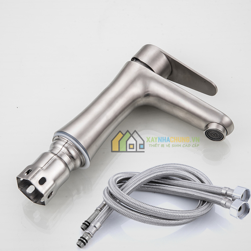 Vòi lavabo nóng lạnh inox 304