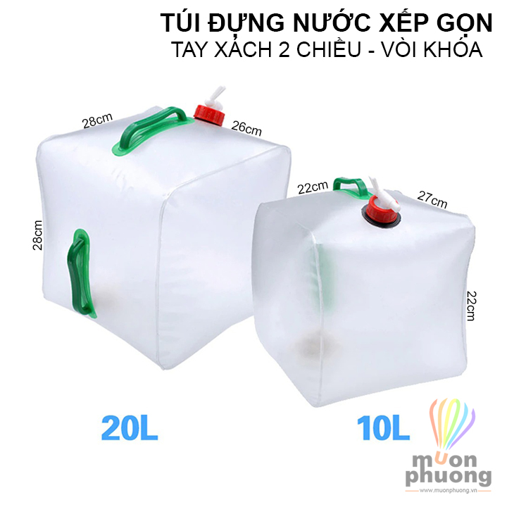 Túi đựng nước gấp gọn 10 - 20 lít túi trữ nước ngọt cắm trại dã ngoại - MUÔN PHƯƠNG SHOP