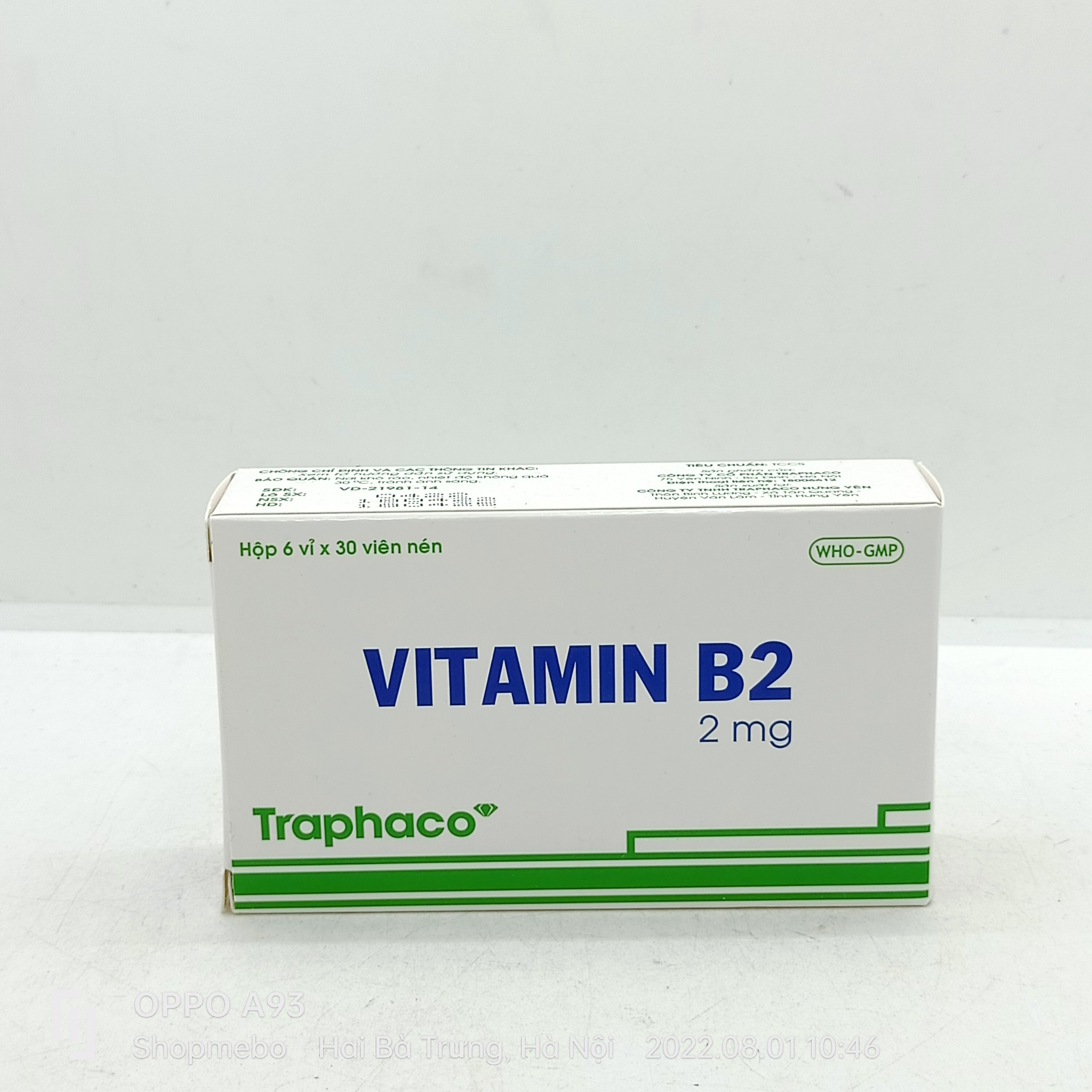 Vitamin b2 traphaco hộp 6 vỉ x 30 viên