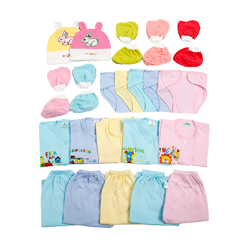 [TẶNG VÒNG DÂU TẰM ] Combo 27 Món Đồ Dùng màu chuẩn bị sinh Cho Bé Sơ Sinh Cao Cấp (5 Áo tay dài + 5 Quần Dài + 10 Bao Tay Chân + 2 Nón + 5 Tã)