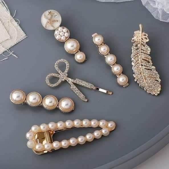 Set 6 kẹp tóc đính đá cao cấp siêu xinh kẹp hình kéo lá đính ngọcc