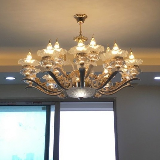 Đèn chùm VENUS pha lê 15 tay hiện đại loại chuẩn đẹp - kèm bóng Led chuyên dụng (Ảnh chụp thật 100%)