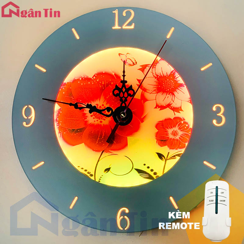 Đèn Led treo tường gắn tường tích hợp đồng hồ Led 8w 3 chế độ màu GT330A Ngân Tin