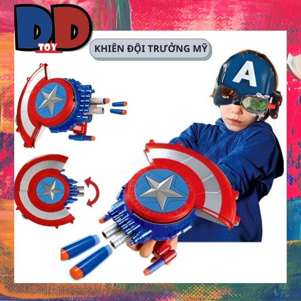 Đồ chơi hóa trang cho bé Quần áo, mặt nạ, áo choàng, gươm, khiên Captain America