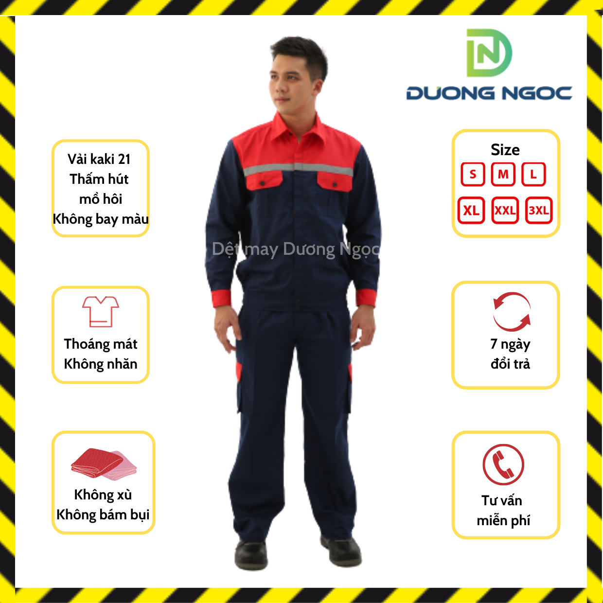 Quần Áo Bảo Hộ Lao Động Đồ Công Nhân, Đồng Phục BHLĐ Nam Nữ Màu Tím Than Phối Đỏ Vải Kaki31 Thấm Hút Mồ Hôi Đủ Size DN14