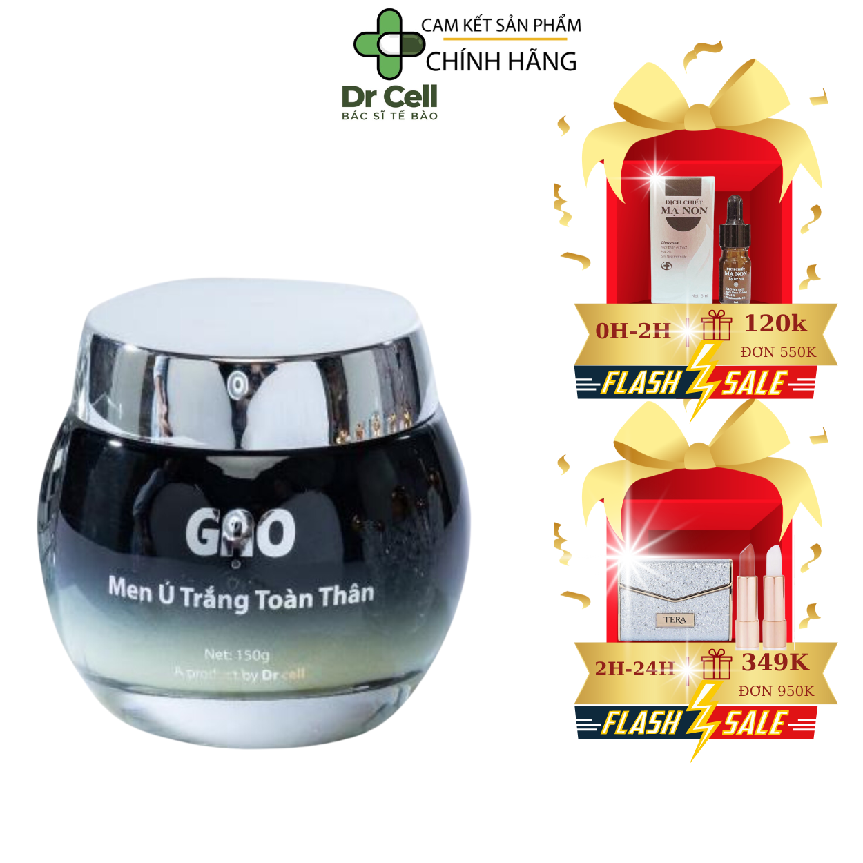 Kem ủ trắng body mầm gạo drcell- dưỡng trắng toàn thân 150g