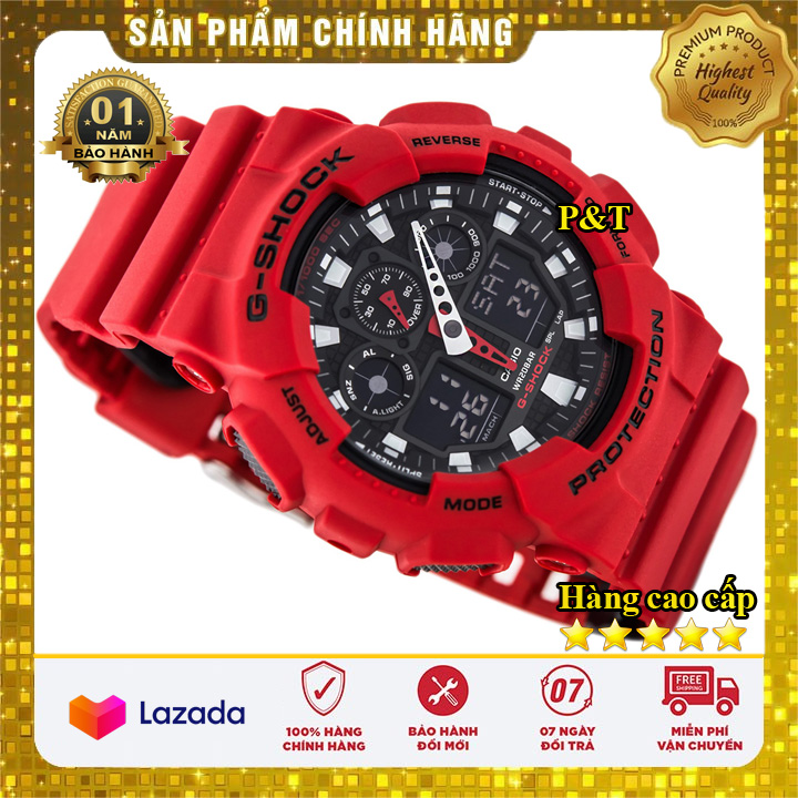 Đồng hồ Casio G-Shock Nam GA-100B Đỏ Mặt Đen cực đẹp - Made in JAPAN