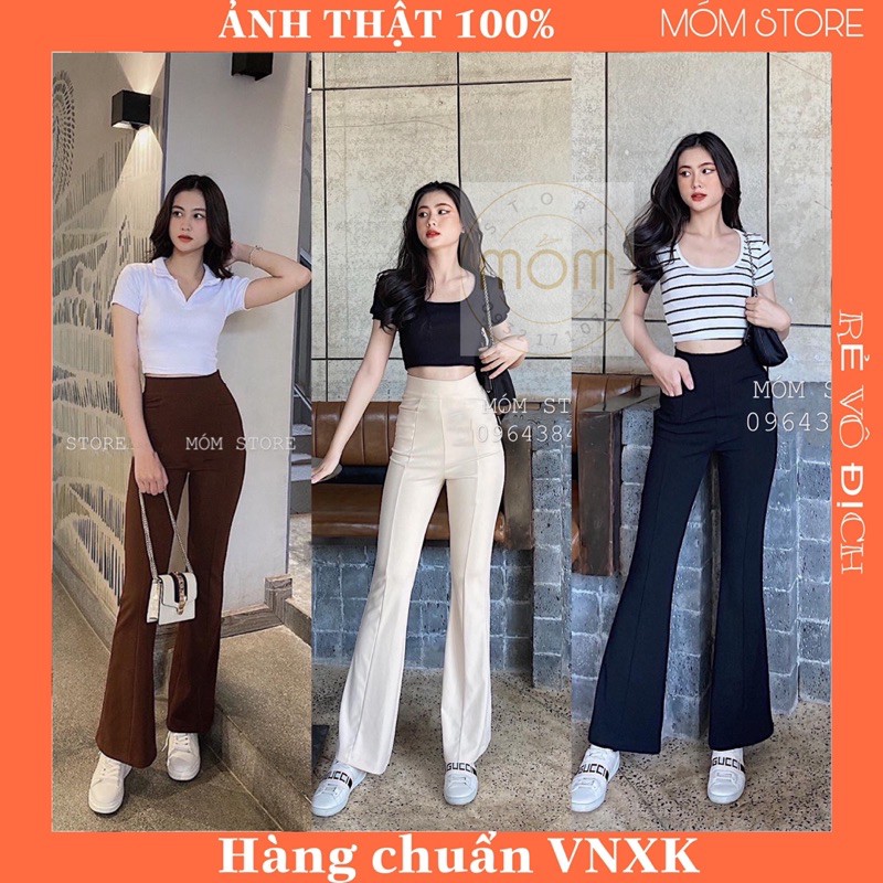 Quần loe - Quần thun ống loe lưng siêu cao dáng dài Hh.vintage Cao Cấp vải nhập- ẢNH THẬT 100%