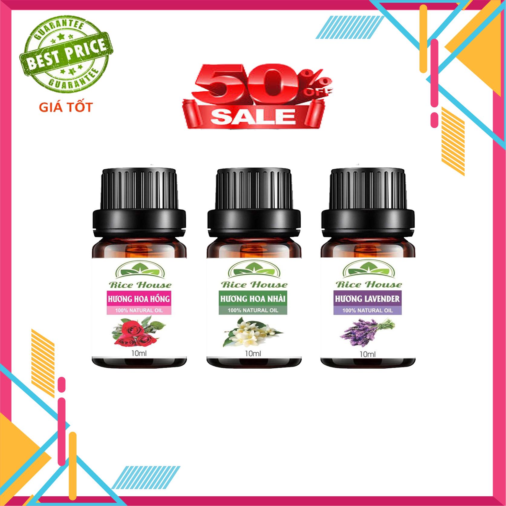 Combo bộ 3 chai tinh dầu hương hoa thiên nhiên cao cấp, tinh dầu nguyên chất , giúp khử mùi làm thơm phòng , đuổi muỗi hiệu quả , chai 10ml