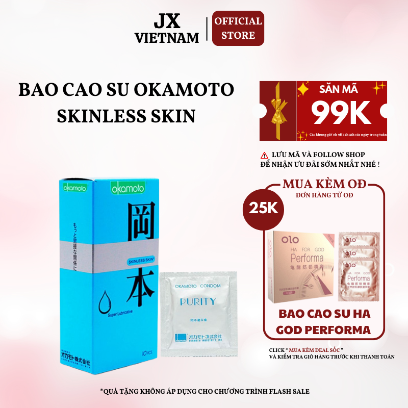 [SỐC]Bao cao su Okamoto Skinless Skin Super Lubricated [CHÍNH HÃNG] (10 Bao), Nhật Bản, BCS Siêu mỏng, Siêu bôi trơn TH STORE 01