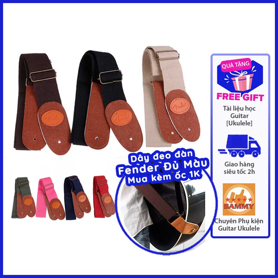 [HCM]DÂY ĐEO ĐÀN FENDER + TẶNG 1 CHỐT ĐUÔI ĐÀN - MÀU NGẪU NHIÊN