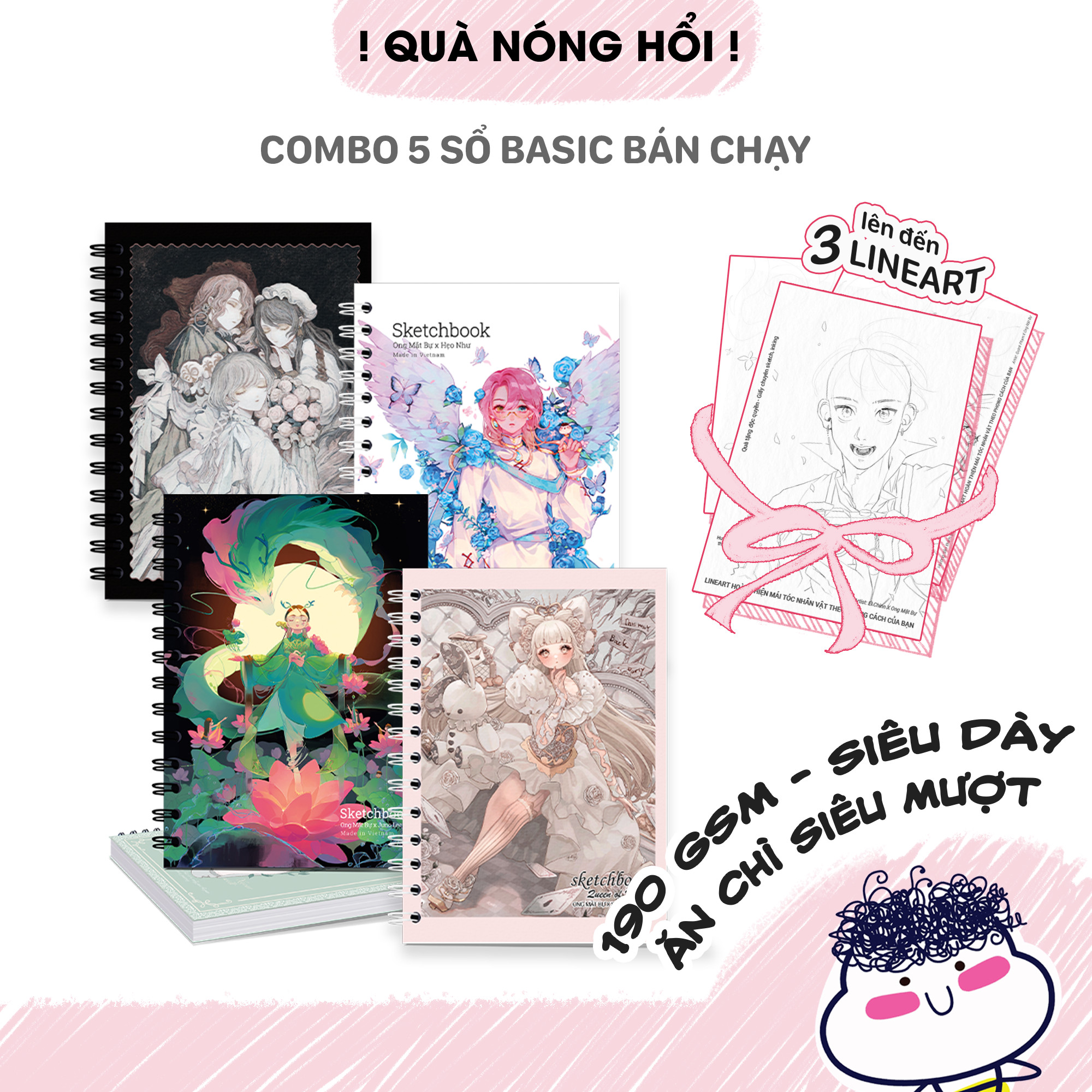 [COMBO 5 SỔ] Sổ Vẽ Không Kị Tẩy - Sổ Phác Thảo - Lỗi 1 Đổi 1 - Sketchbook Không Kèm Եài Liệu Vẽ - Ong Mặt Bự