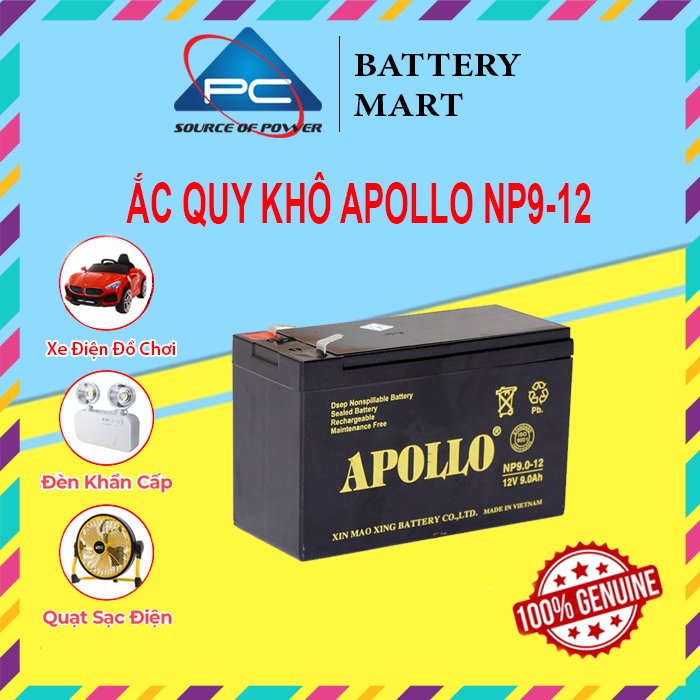 Ắc quy apollo np9-12 12v-9ah, dùng cho xe điện trẻ em ,ups, loa kéo...