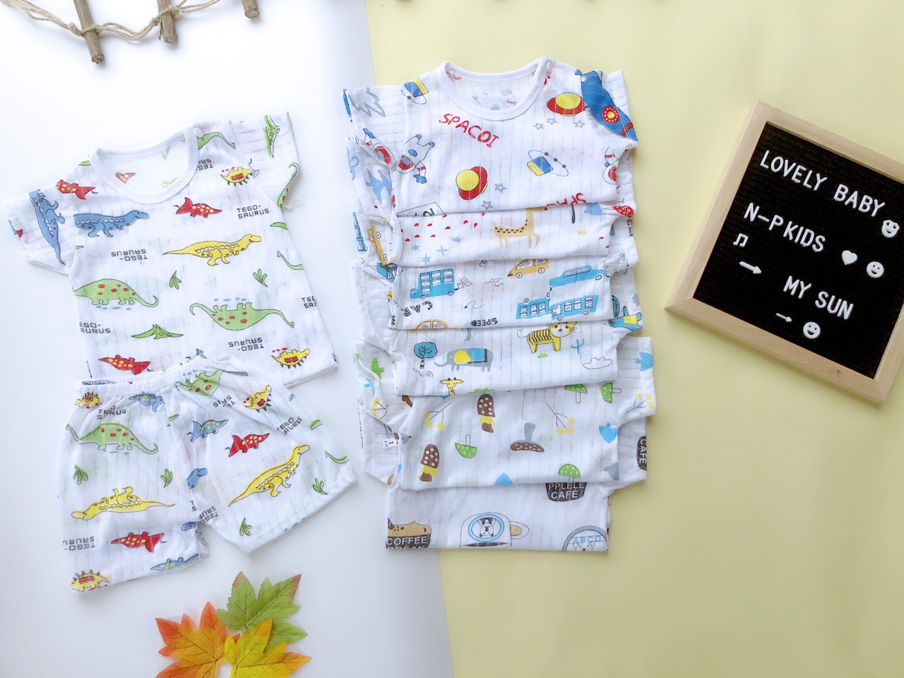 5 bộ quần áo trẻ em cotton giấy cho bé - Bộ đồ cotton cho bé trai và bé gái từ 3-15kg