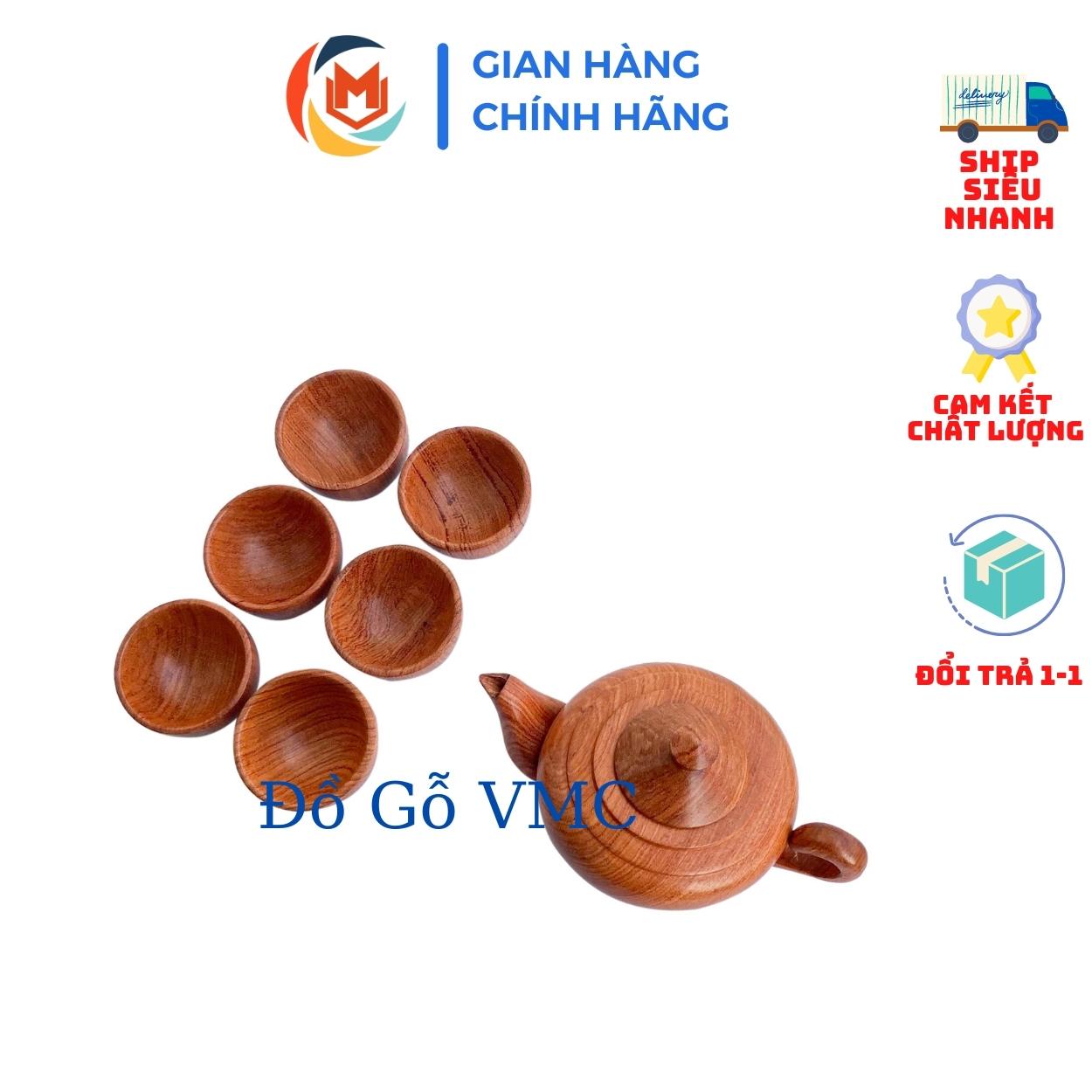 Bộ ấm chén uống trà gỗ trơn cao cấp, sang trọng