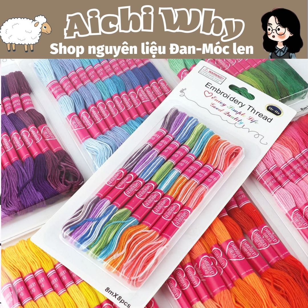 Set 12 tép chỉ thêu Mr.Hu theo tông màu