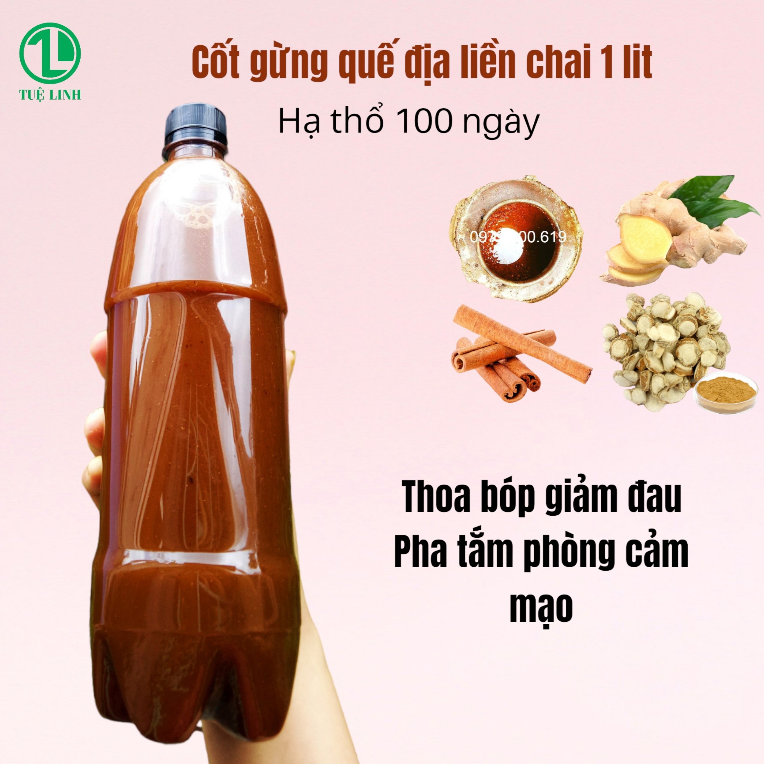 Cốt gừng thảo dược thoa body (gừng, quế, địa liền)