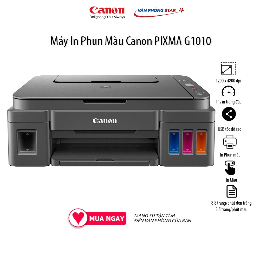 Máy in phun màu canon pixma g1010 - chính hãng - tốc độ 8.8 ảnh/phút , 5 ảnh/phút