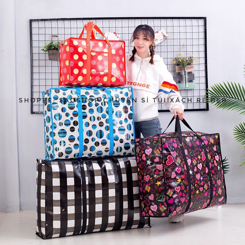 Túi bạt dứa 💼FREE SHIP💼 Túi đựng đồ chống thấm nước 2 khóa kéo tiện dụng siêu to giá rẻ nhiều size