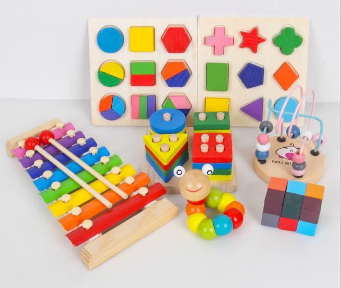 Đồ chơi gỗ set 7 món, đồ chơi gỗ thông minh, đồ chơi Montessori